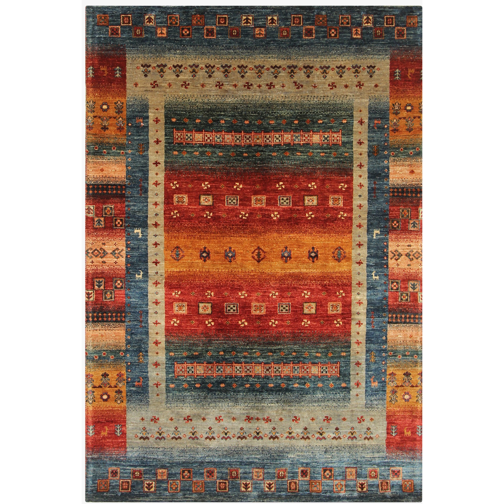 Loribaft Gabbeh 48014 Traditional Wool Rugs In Multi